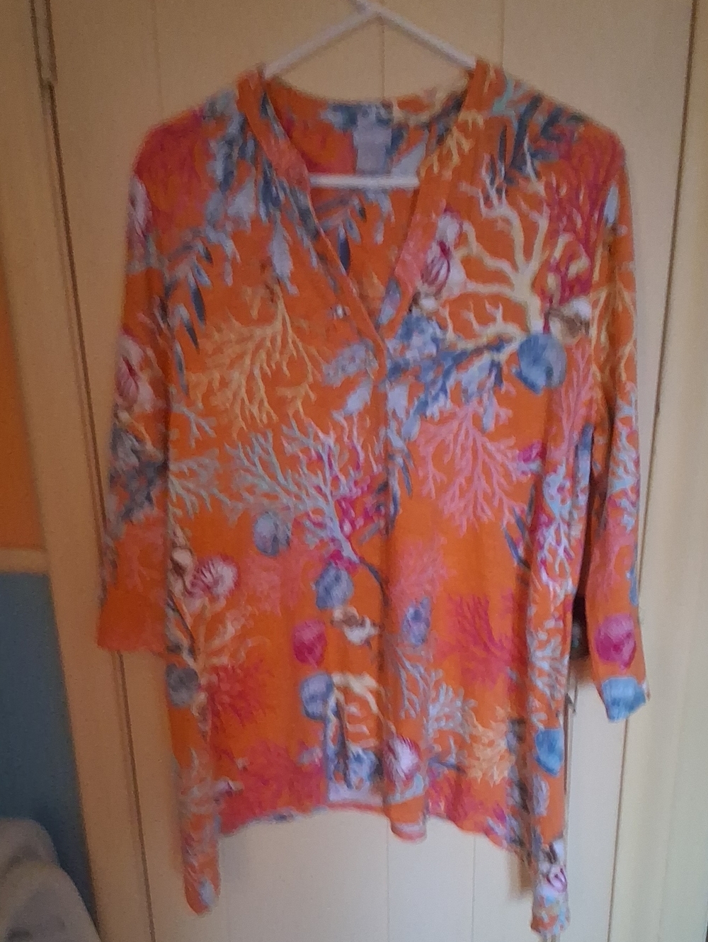 Chico's Orange Floral Coral-Print Tunic